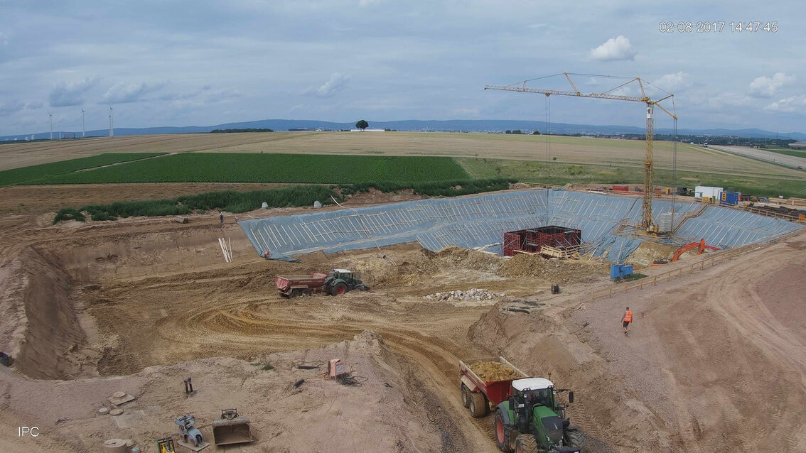 Chantier du nouveau bassin de rétention des eaux pluviales d'Ebersheim Août 2017
