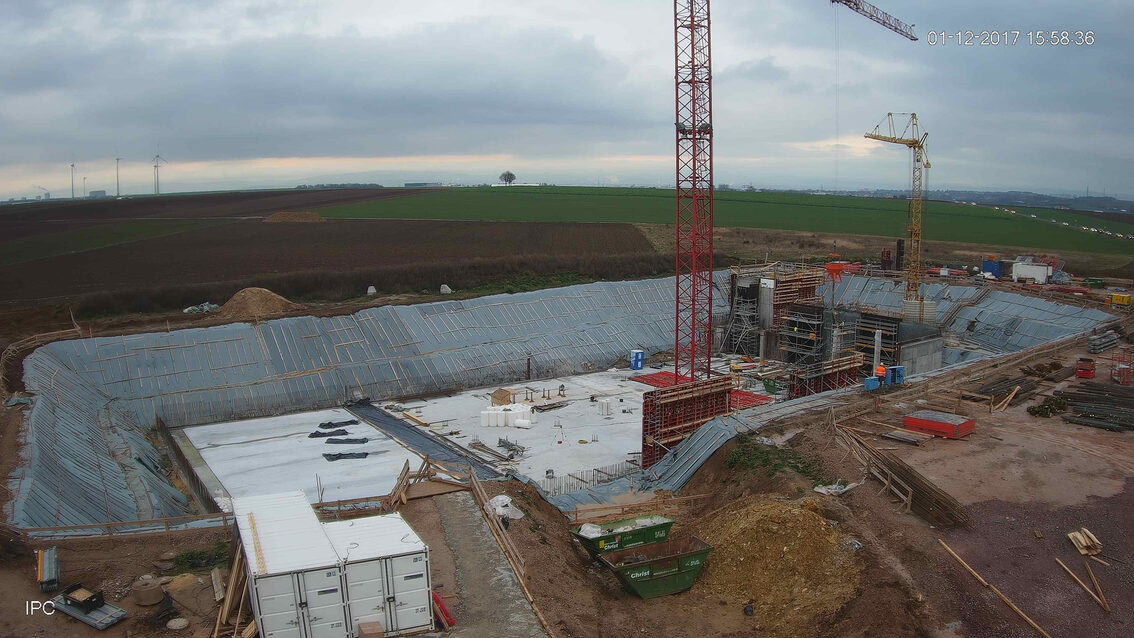 Chantier du nouveau bassin de rétention des eaux pluviales d'Ebersheim Décembre 2017