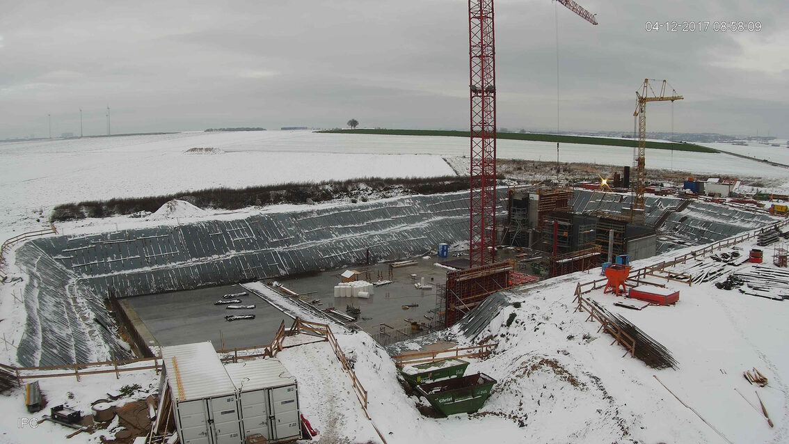 Chantier du nouveau bassin de rétention des eaux pluviales d'Ebersheim Décembre 2017