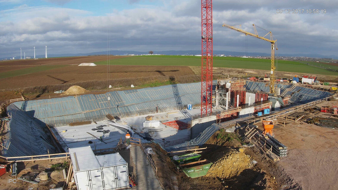 Chantier du nouveau bassin de rétention des eaux pluviales d'Ebersheim Décembre 2017