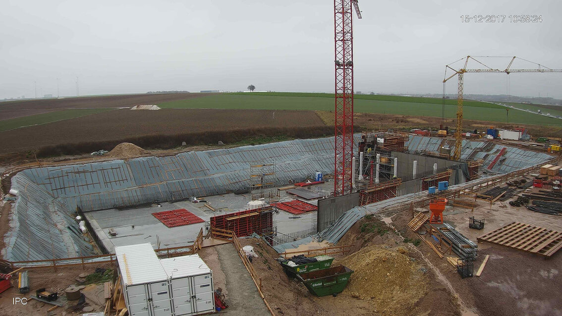 Chantier du nouveau bassin de rétention des eaux pluviales d'Ebersheim Décembre 2017