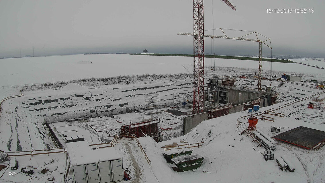 Chantier du nouveau bassin de rétention des eaux pluviales d'Ebersheim Décembre 2017