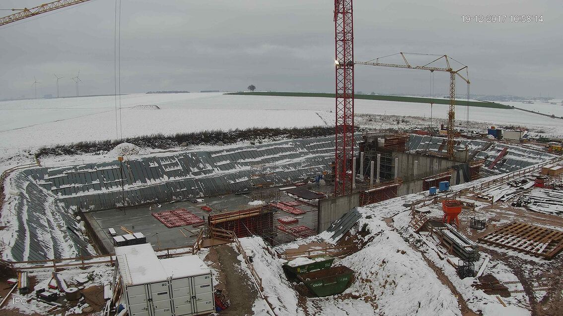 Chantier du nouveau bassin de rétention des eaux pluviales d'Ebersheim Décembre 2017