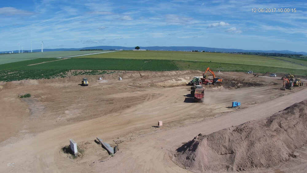 Chantier du nouveau bassin de rétention des eaux pluviales d'Ebersheim