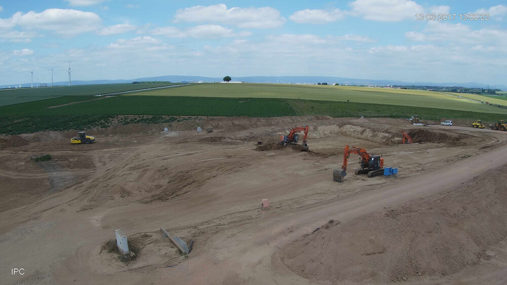 Chantier du nouveau bassin de rétention des eaux pluviales d'Ebersheim