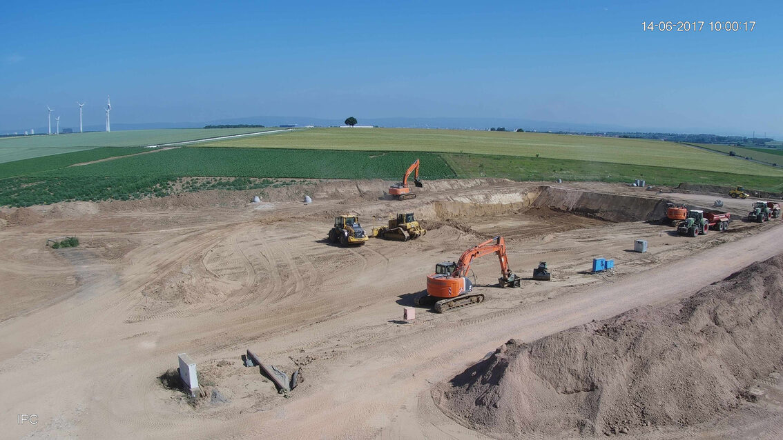 Chantier du nouveau bassin de rétention des eaux pluviales d'Ebersheim