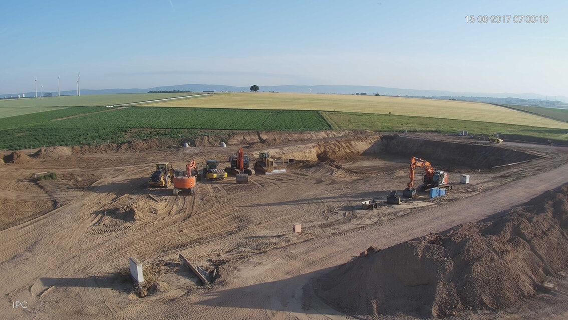 Chantier du nouveau bassin de rétention des eaux pluviales d'Ebersheim