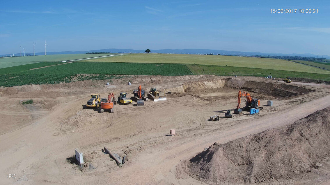 Chantier du nouveau bassin de rétention des eaux pluviales d'Ebersheim