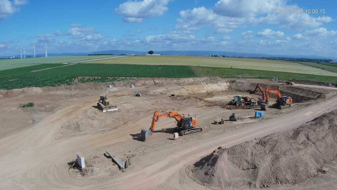 Chantier du nouveau bassin de rétention des eaux pluviales d'Ebersheim