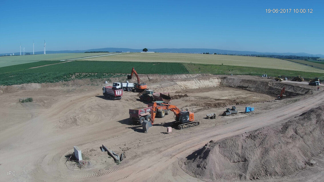 Chantier du nouveau bassin de rétention des eaux pluviales d'Ebersheim
