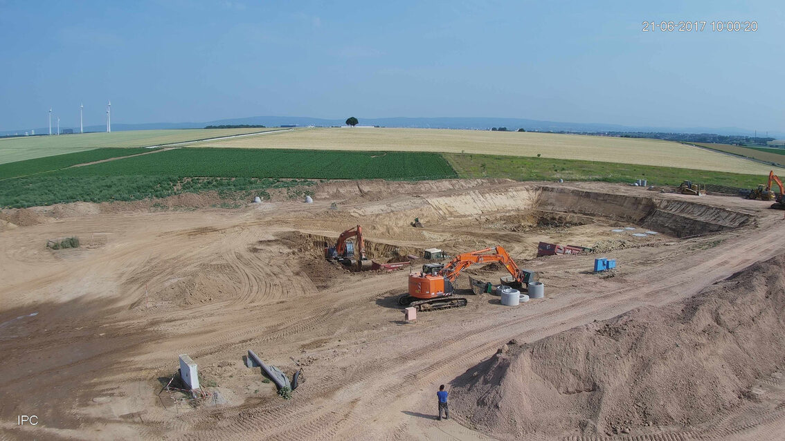 Chantier du nouveau bassin de rétention des eaux pluviales d'Ebersheim