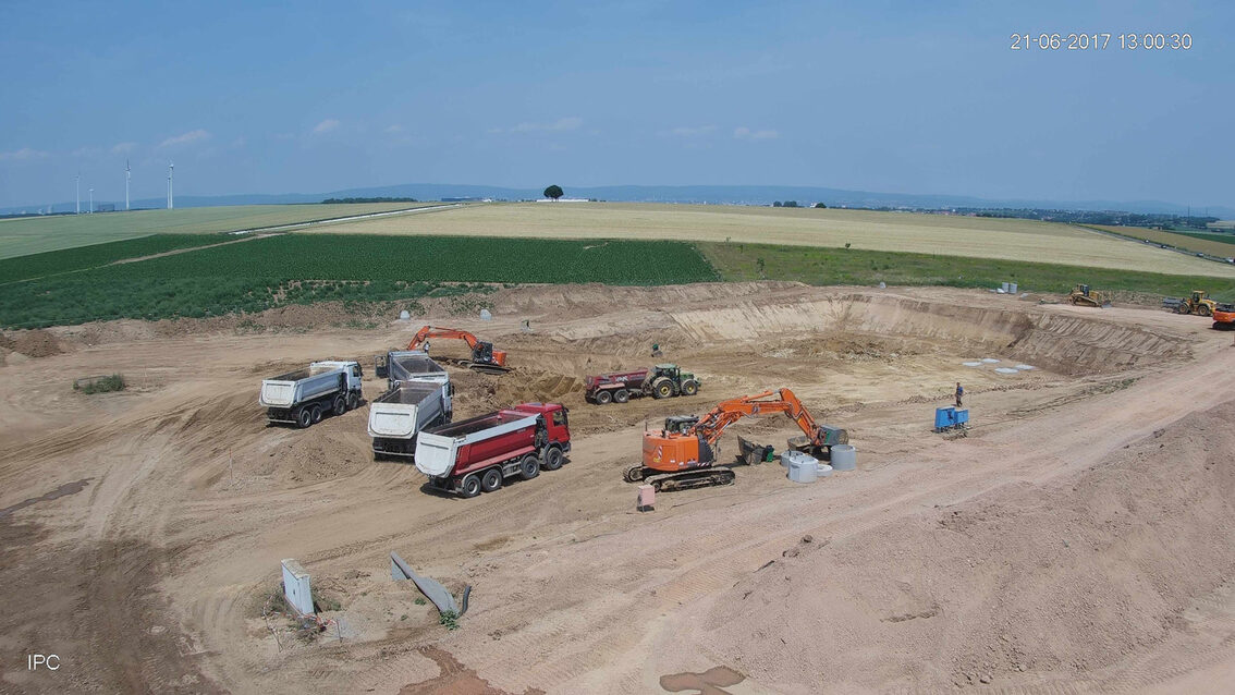 Chantier du nouveau bassin de rétention des eaux pluviales d'Ebersheim