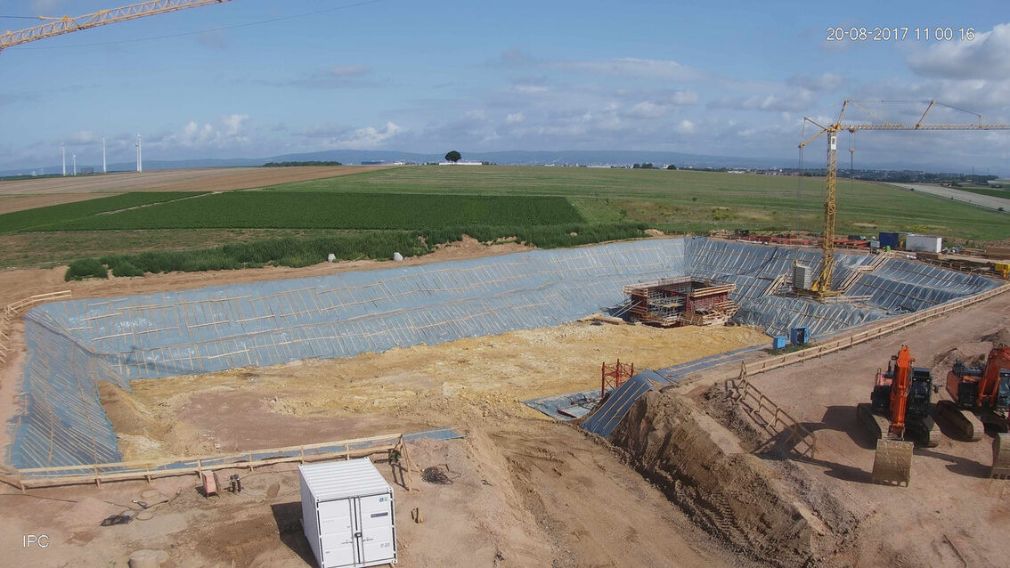 Chantier du nouveau bassin de rétention des eaux pluviales d'Ebersheim