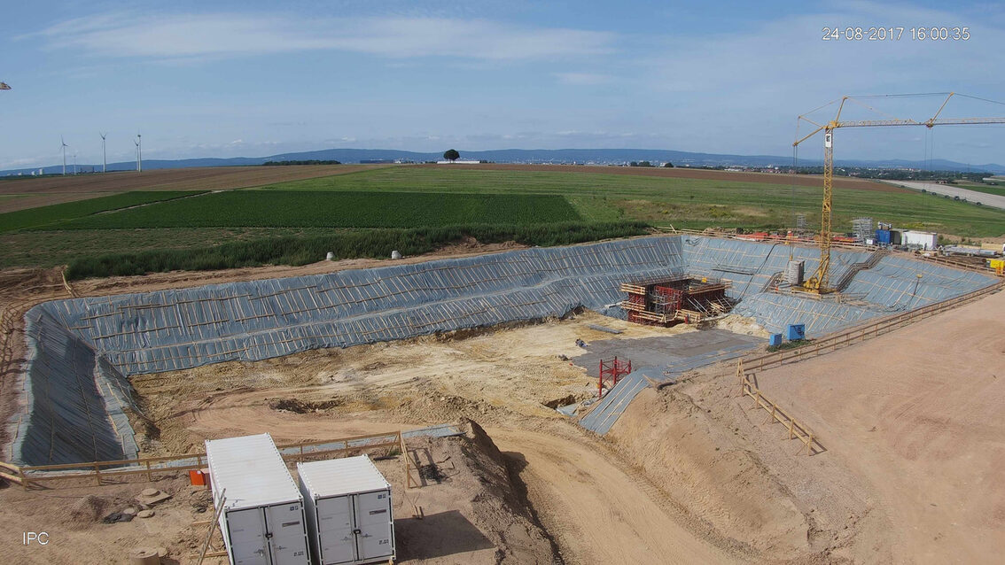 Chantier du nouveau bassin de rétention des eaux pluviales d'Ebersheim