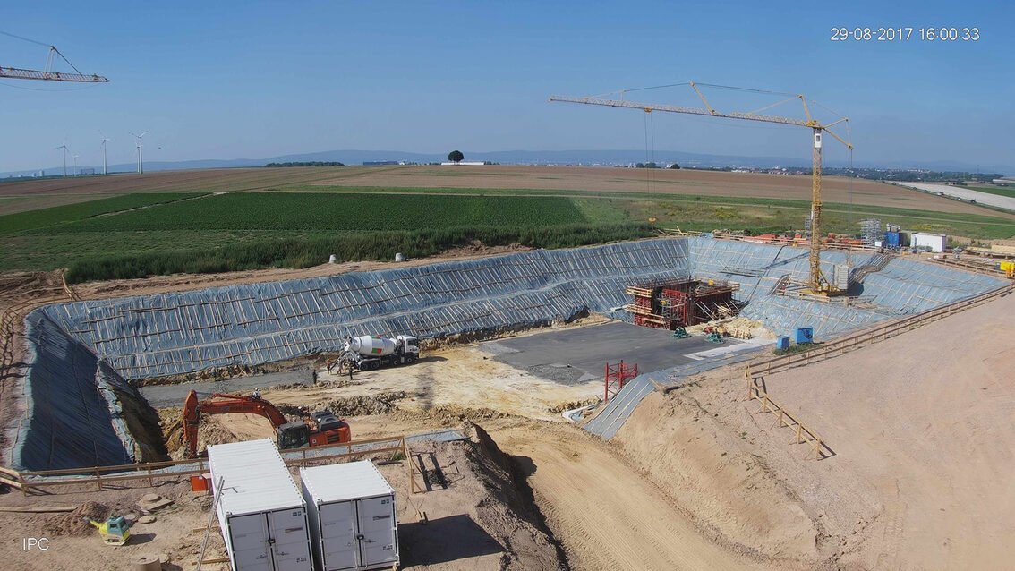 Chantier du nouveau bassin de rétention des eaux pluviales d'Ebersheim