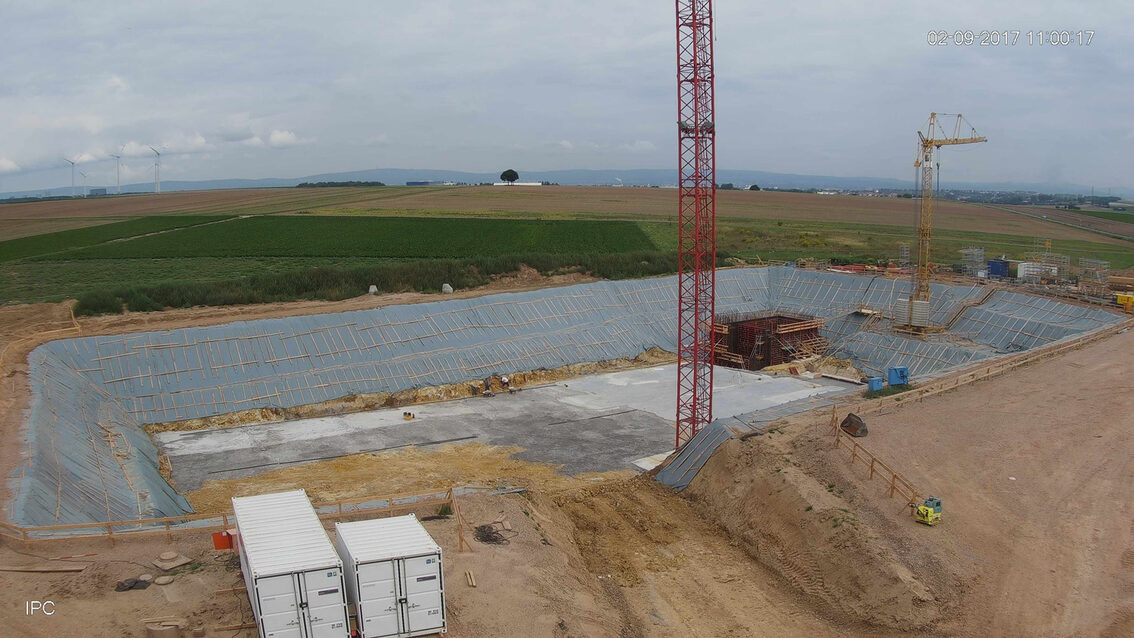 Chantier du nouveau bassin de rétention des eaux pluviales d'Ebersheim