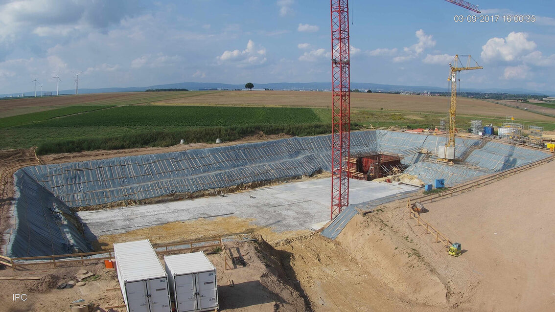 Chantier du nouveau bassin de rétention des eaux pluviales d'Ebersheim