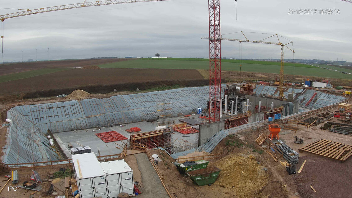 Chantier du nouveau bassin de rétention des eaux pluviales d'Ebersheim Décembre 2017