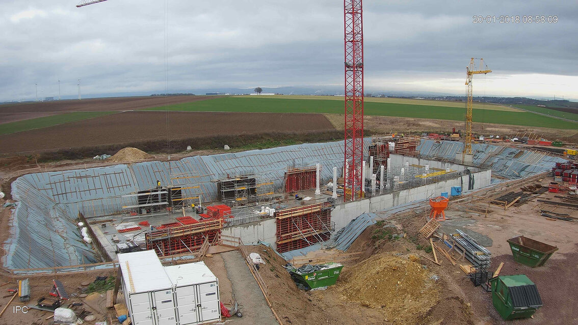 Construction d'un nouveau bassin de rétention des eaux pluviales à Ebersheim Janvier 2018