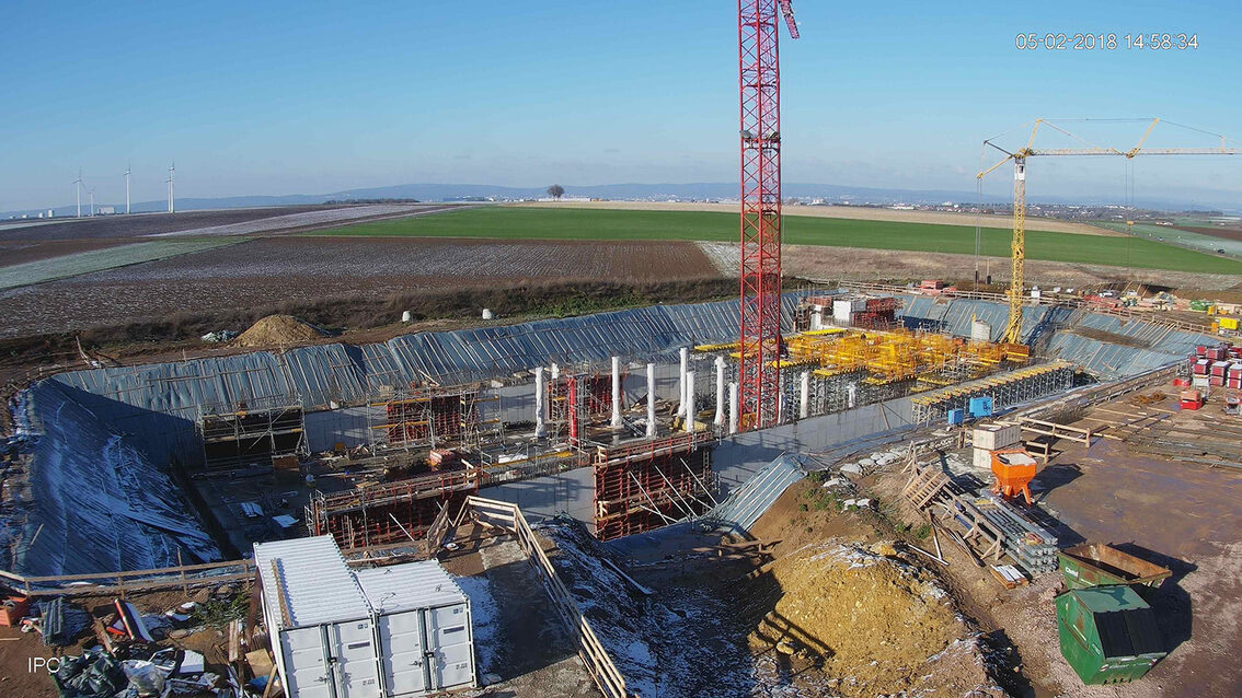 Construction d'un nouveau bassin de rétention des eaux pluviales à Ebersheim Février 2018