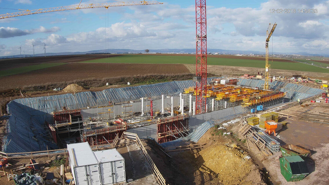 Construction d'un nouveau bassin de rétention des eaux pluviales à Ebersheim Février 2018