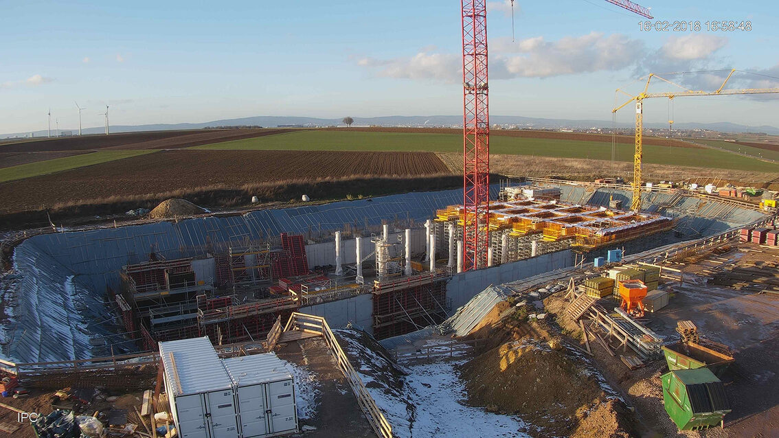 Construction d'un nouveau bassin de rétention des eaux pluviales à Ebersheim Février 2018