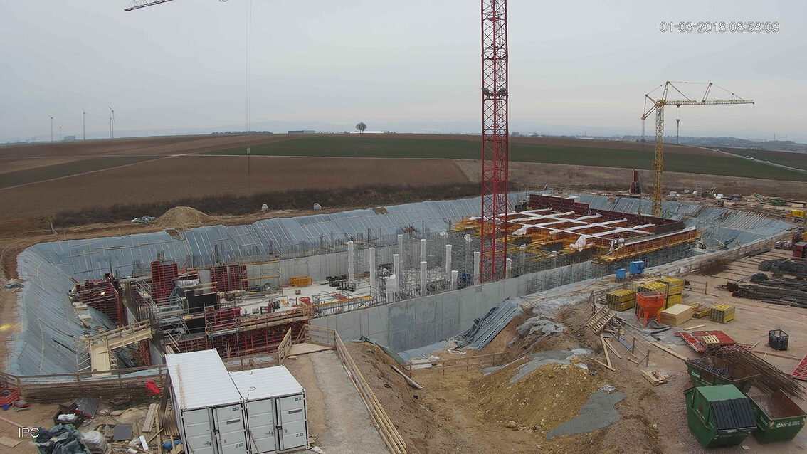 Construction d'un nouveau bassin de rétention des eaux pluviales à Ebersheim mars 2018