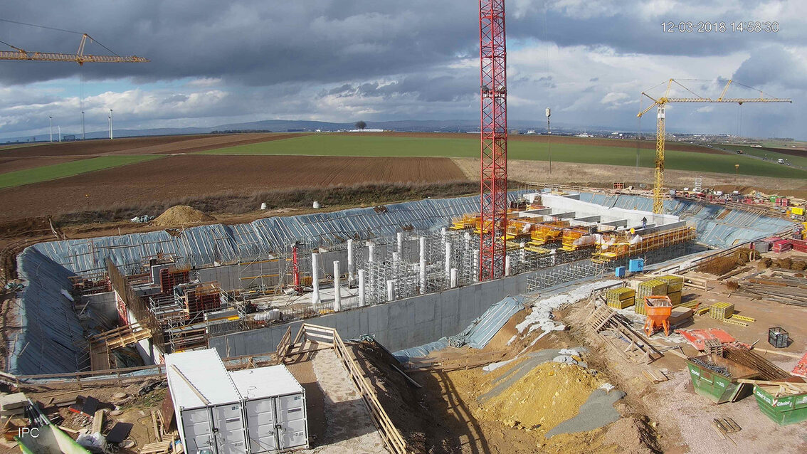 Construction d'un nouveau bassin de rétention des eaux pluviales à Ebersheim mars 2018