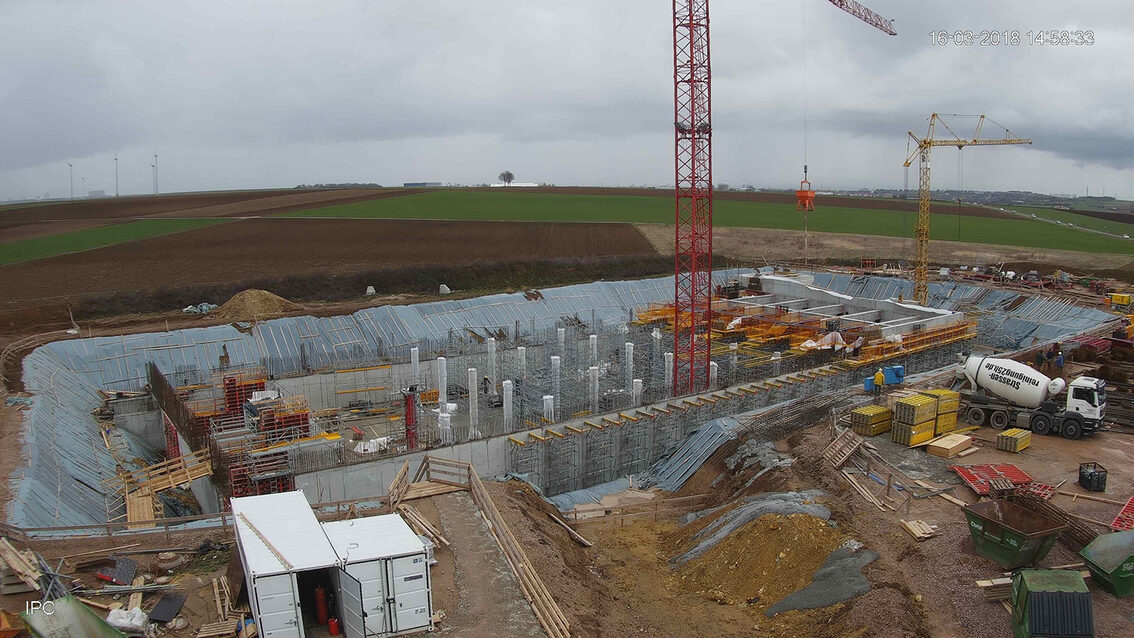 Construction d'un nouveau bassin de rétention des eaux pluviales à Ebersheim mars 2018