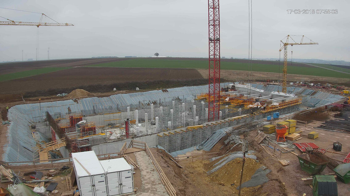 Construction d'un nouveau bassin de rétention des eaux pluviales à Ebersheim mars 2018