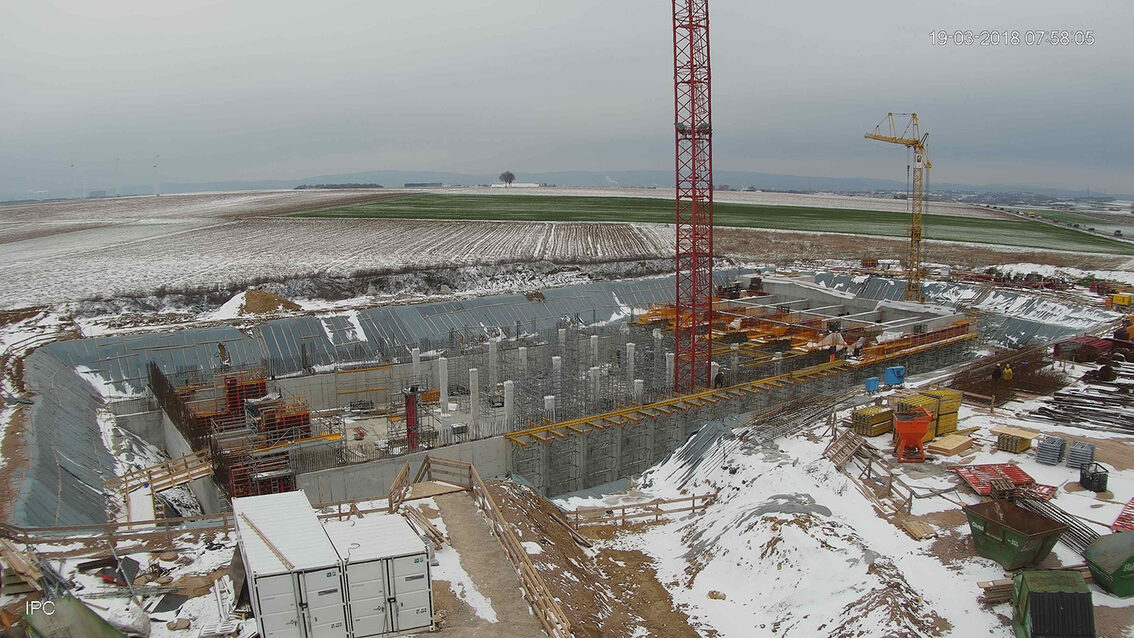 Construction d'un nouveau bassin de rétention des eaux pluviales à Ebersheim mars 2018