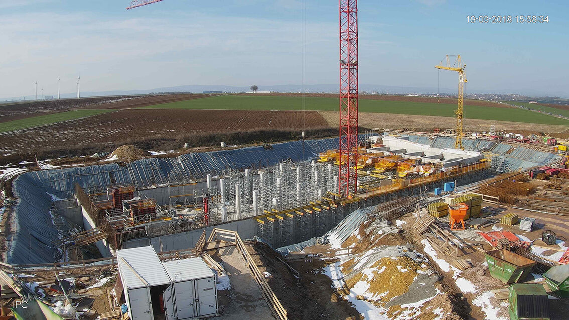 Construction d'un nouveau bassin de rétention des eaux pluviales à Ebersheim mars 2018