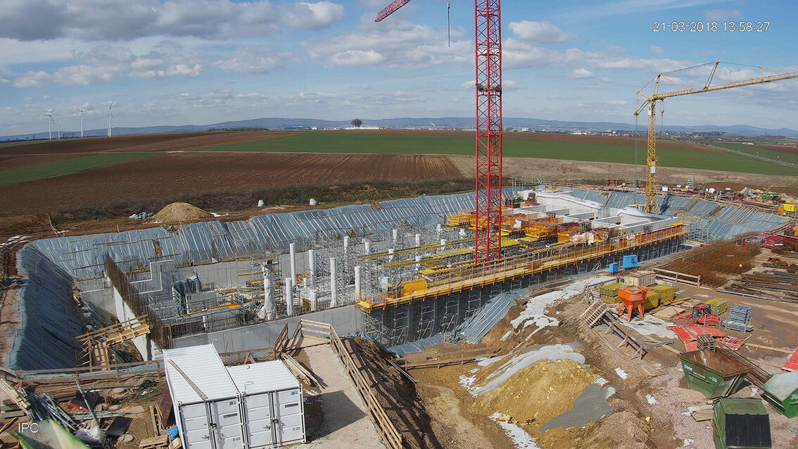 Construction d'un nouveau bassin de rétention des eaux pluviales à Ebersheim mars 2018