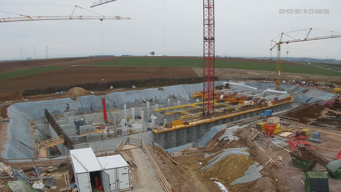 Construction d'un nouveau bassin de rétention des eaux pluviales à Ebersheim mars 2018
