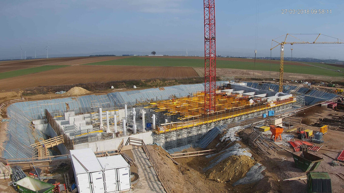 Construction d'un nouveau bassin de rétention des eaux pluviales à Ebersheim mars 2018