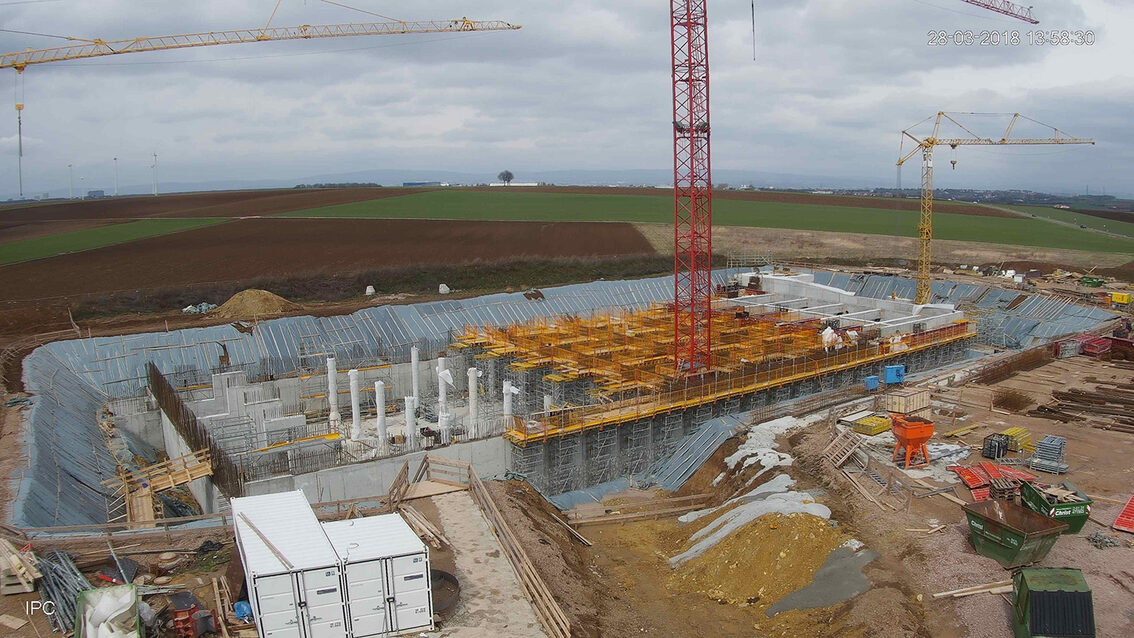 Construction d'un nouveau bassin de rétention des eaux pluviales à Ebersheim mars 2018