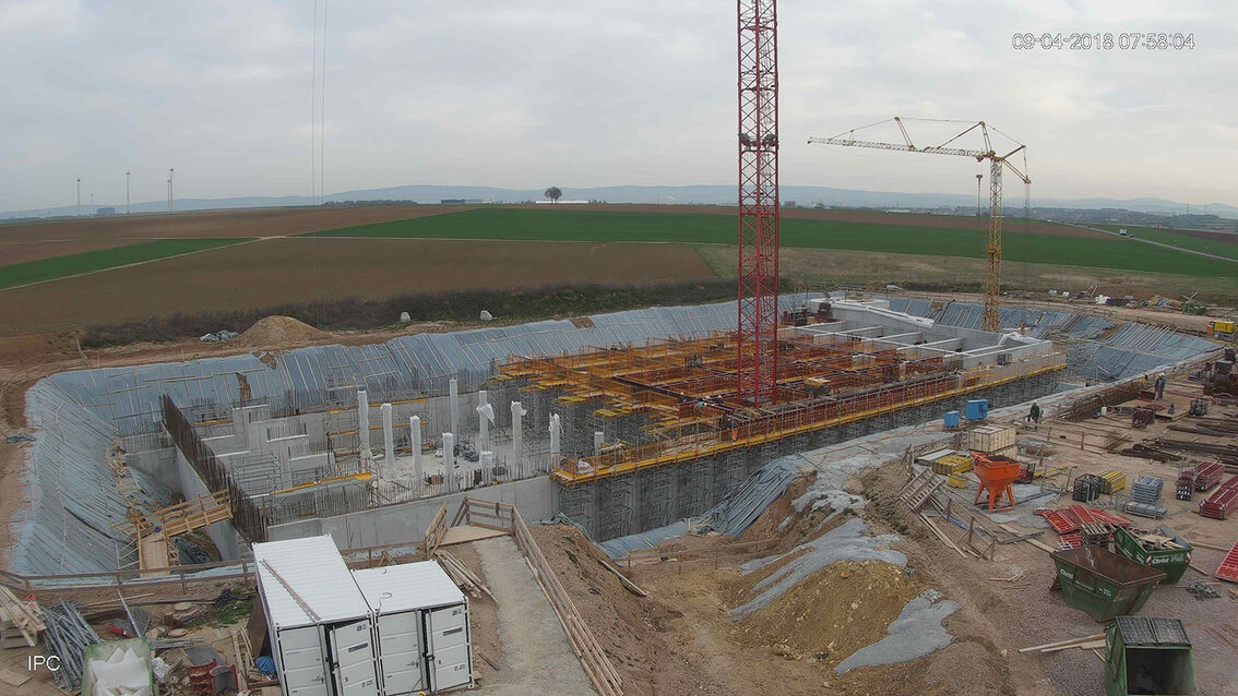 Construction d'un nouveau bassin de rétention des eaux pluviales à Ebersheim Avril 2018