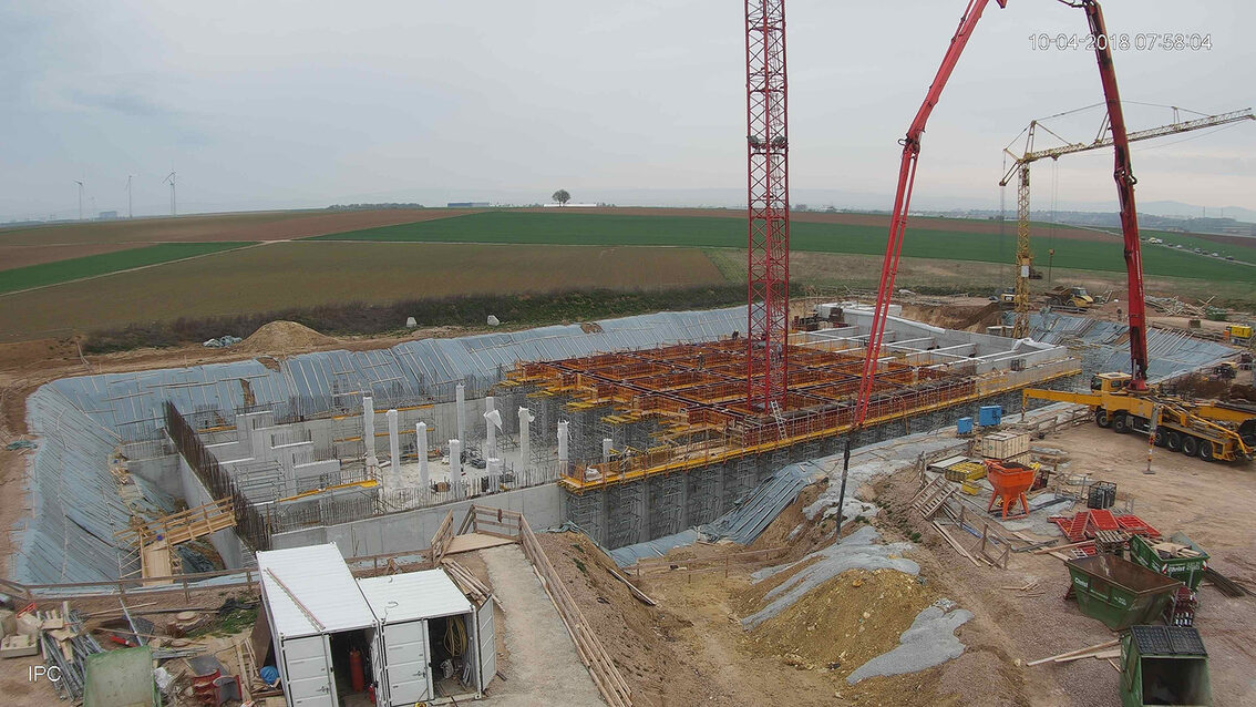 Construction d'un nouveau bassin de rétention des eaux pluviales à Ebersheim Avril 2018