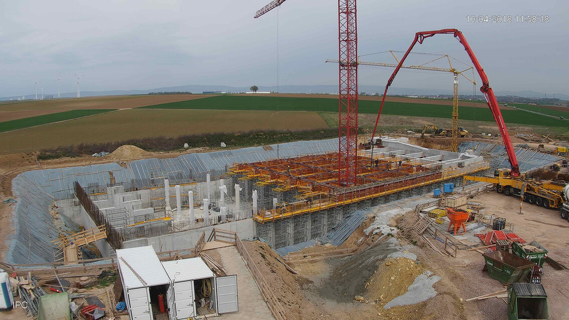 Construction d'un nouveau bassin de rétention des eaux pluviales à Ebersheim Avril 2018