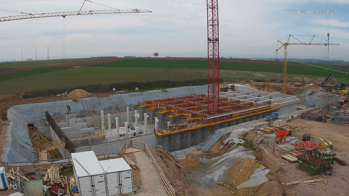 Construction d'un nouveau bassin de rétention des eaux pluviales à Ebersheim Avril 2018