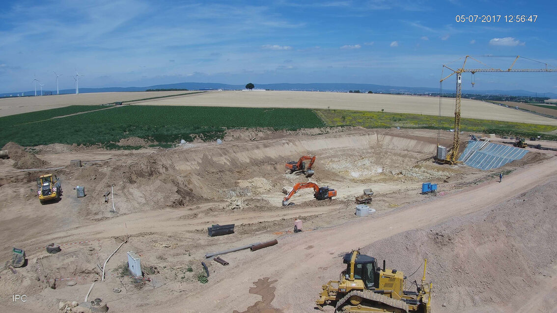 Chantier du nouveau bassin de rétention des eaux pluviales d'Ebersheim Juillet 2017