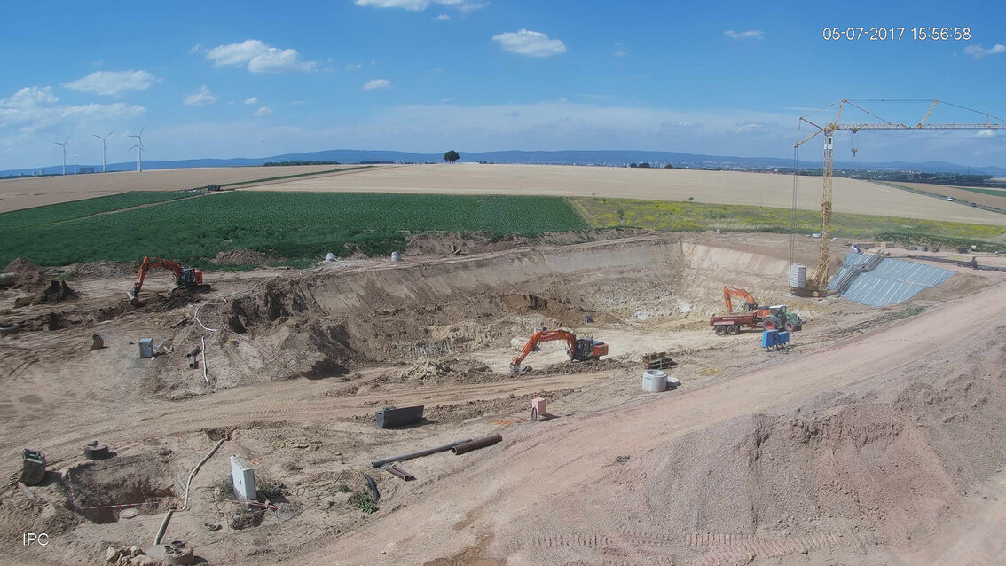 Chantier du nouveau bassin de rétention des eaux pluviales d'Ebersheim Juillet 2017