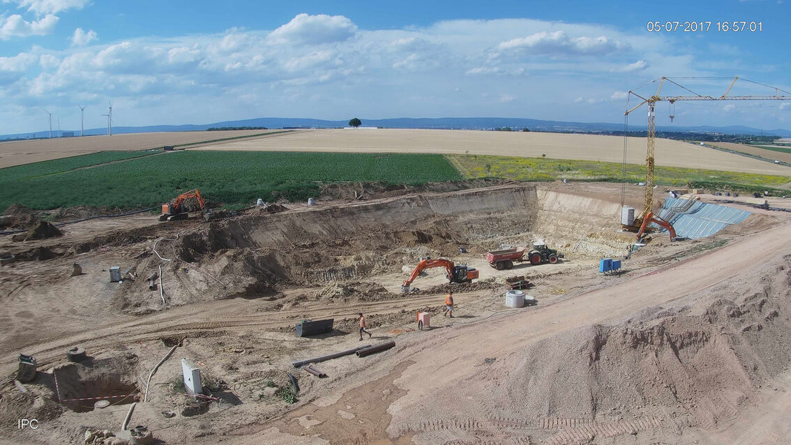 Chantier du nouveau bassin de rétention des eaux pluviales d'Ebersheim Juillet 2017