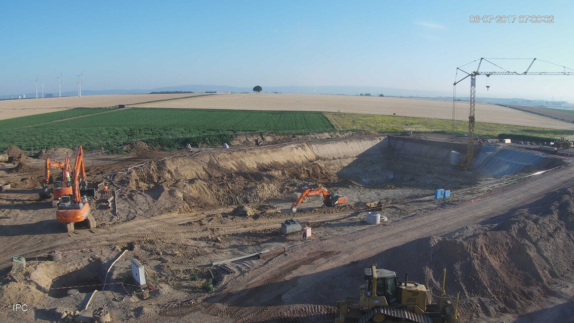 Chantier du nouveau bassin de rétention des eaux pluviales d'Ebersheim Juillet 2017