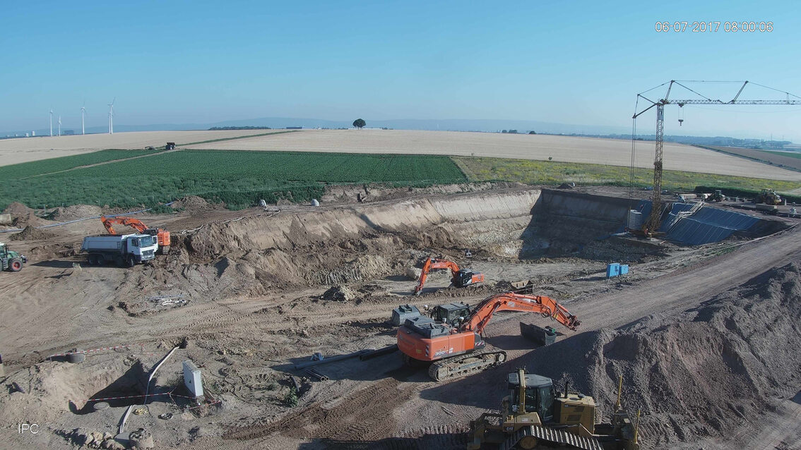 Chantier du nouveau bassin de rétention des eaux pluviales d'Ebersheim Juillet 2017
