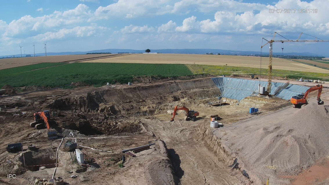 Chantier du nouveau bassin de rétention des eaux pluviales d'Ebersheim Juillet 2017