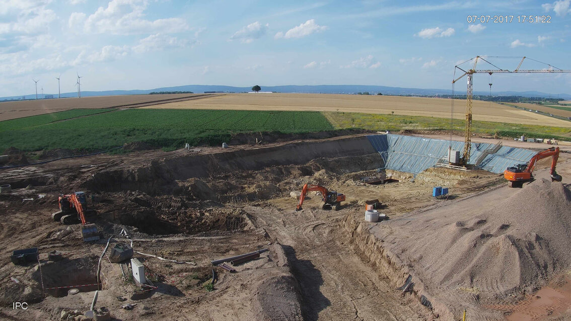 Chantier du nouveau bassin de rétention des eaux pluviales d'Ebersheim Juillet 2017
