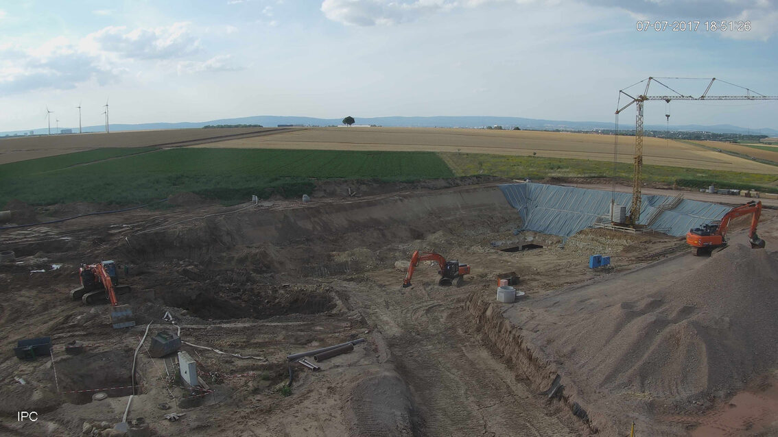Chantier du nouveau bassin de rétention des eaux pluviales d'Ebersheim Juillet 2017