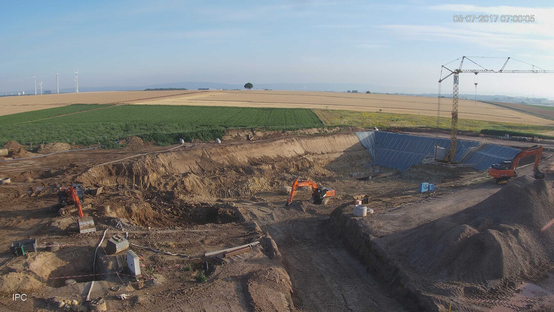 Chantier du nouveau bassin de rétention des eaux pluviales d'Ebersheim Juillet 2017
