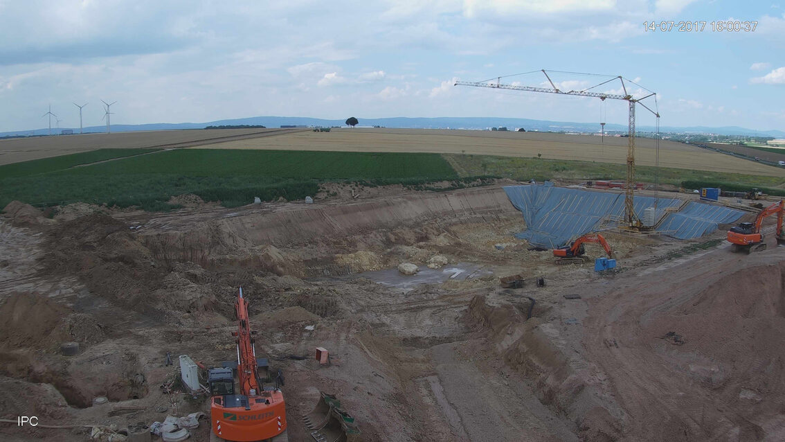 Chantier du nouveau bassin de rétention des eaux pluviales d'Ebersheim Juillet 2017